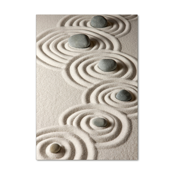 Cuadro de metacrilato moderno efecto cristal vertical Piedras en la arena