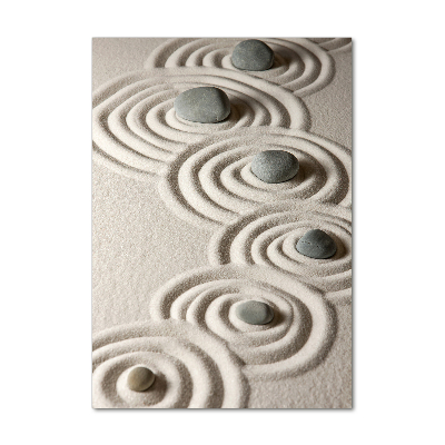 Cuadro de metacrilato moderno efecto cristal vertical Piedras en la arena