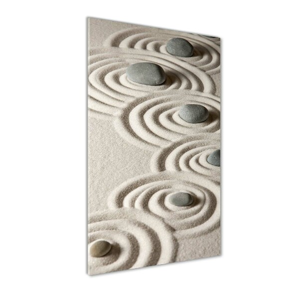 Cuadro de metacrilato moderno efecto cristal vertical Piedras en la arena