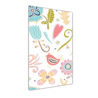 Cuadro de metacrilato vertical Plantas y aves