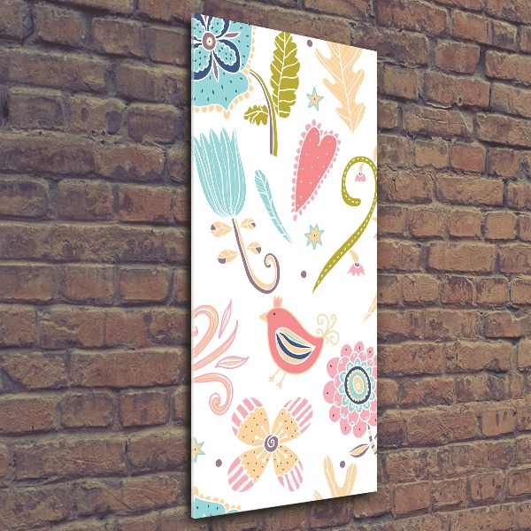 Cuadro de metacrilato vertical Plantas y aves