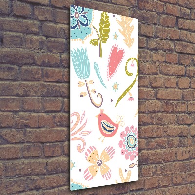 Cuadro de metacrilato vertical Plantas y aves