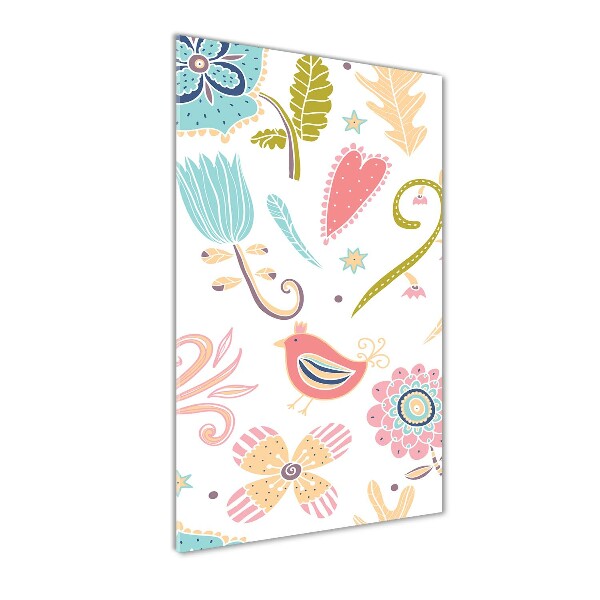 Cuadro de metacrilato vertical Plantas y aves