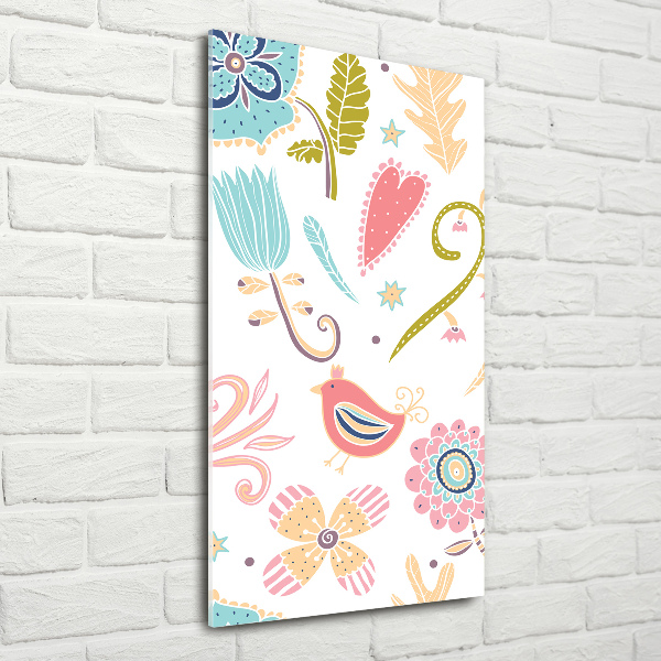 Cuadro de metacrilato vertical Plantas y aves