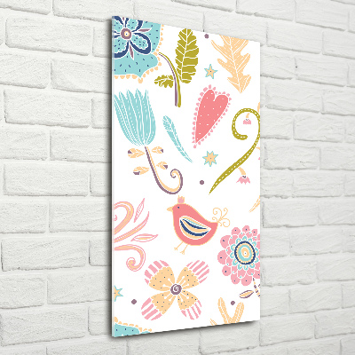 Cuadro de metacrilato vertical Plantas y aves