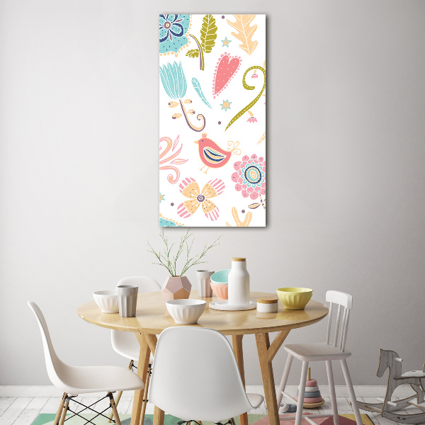 Cuadro de metacrilato vertical Plantas y aves