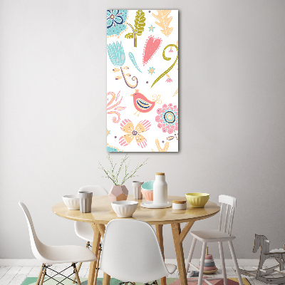 Cuadro de metacrilato vertical Plantas y aves