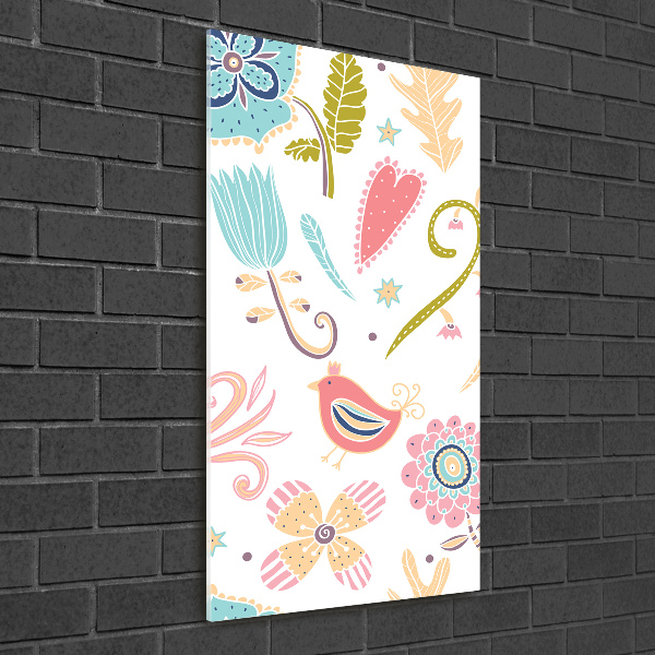 Cuadro de metacrilato vertical Plantas y aves