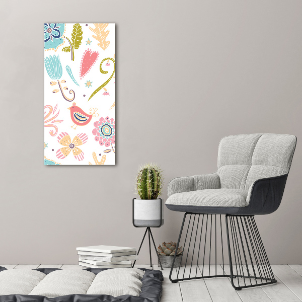 Cuadro de metacrilato vertical Plantas y aves