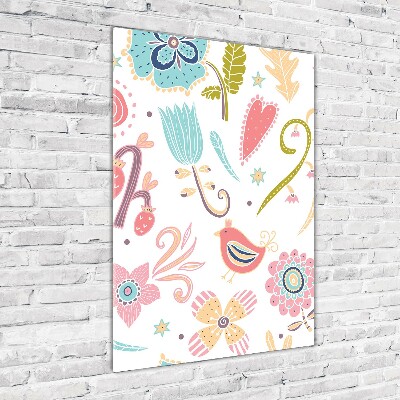 Cuadro de metacrilato vertical Plantas y aves