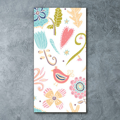 Cuadro de metacrilato vertical Plantas y aves