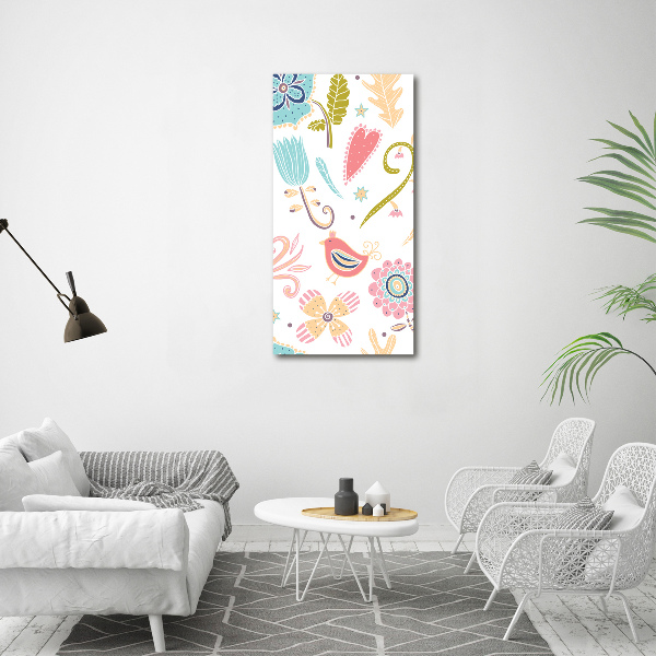 Cuadro de metacrilato vertical Plantas y aves