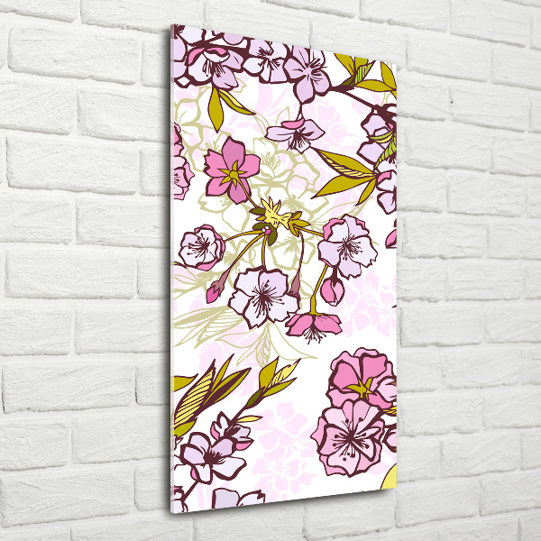 Cuadro de metacrilato vertical flores de cerezo