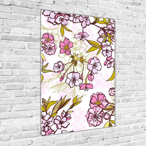 Cuadro de metacrilato vertical flores de cerezo