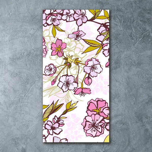 Cuadro de metacrilato vertical flores de cerezo