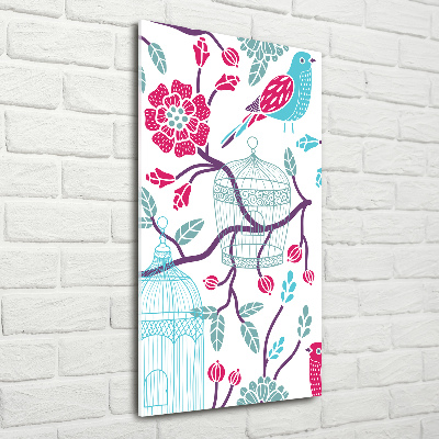 Cuadro decorativo en acrílico brillante vertical Jaulas para pájaros