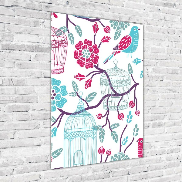 Cuadro decorativo en acrílico brillante vertical Jaulas para pájaros