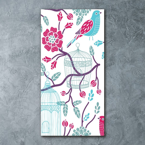 Cuadro decorativo en acrílico brillante vertical Jaulas para pájaros
