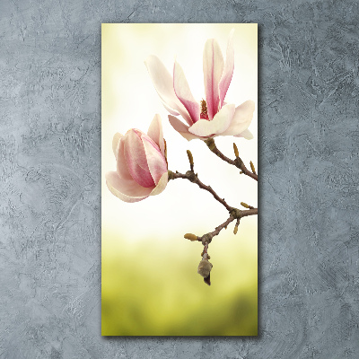 Cuadro de metacrilato vertical flores de magnolia