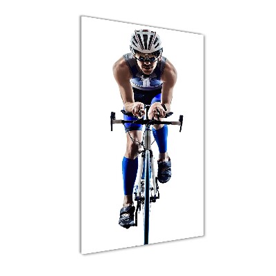 Cuadro de metacrilato moderno efecto cristal vertical Ciclista