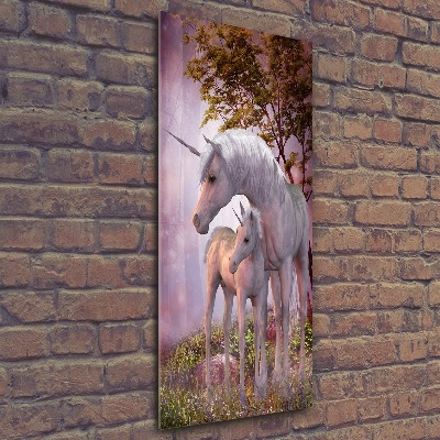Cuadro de metacrilato moderno efecto cristal vertical Unicornios