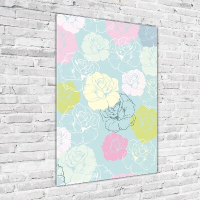 Cuadro decorativo en acrílico brillante vertical Rosas