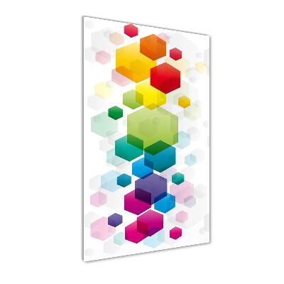 Cuadro de metacrilato moderno efecto cristal vertical Cubos de colores