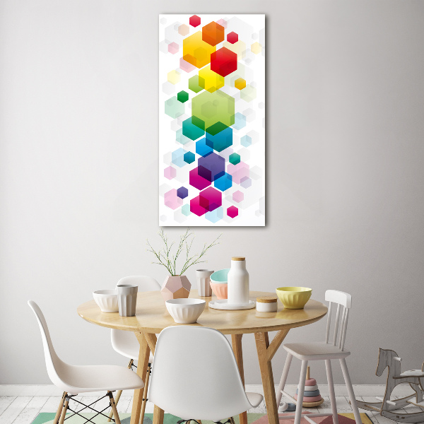 Cuadro de metacrilato moderno efecto cristal vertical Cubos de colores