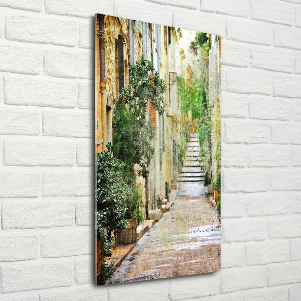 Cuadro decorativo en acrílico brillante vertical calles italianas
