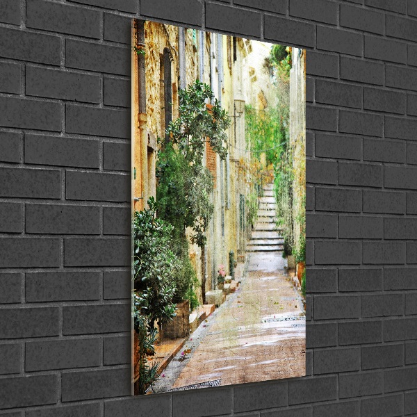 Cuadro decorativo en acrílico brillante vertical calles italianas