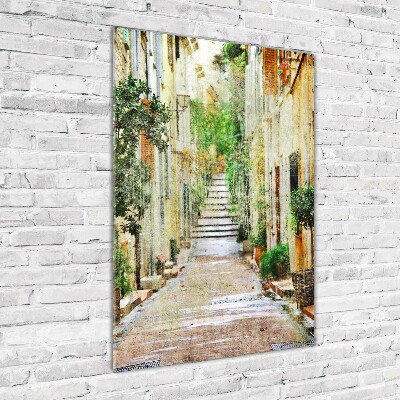 Cuadro decorativo en acrílico brillante vertical calles italianas