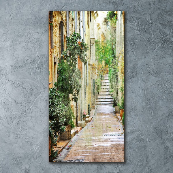 Cuadro decorativo en acrílico brillante vertical calles italianas