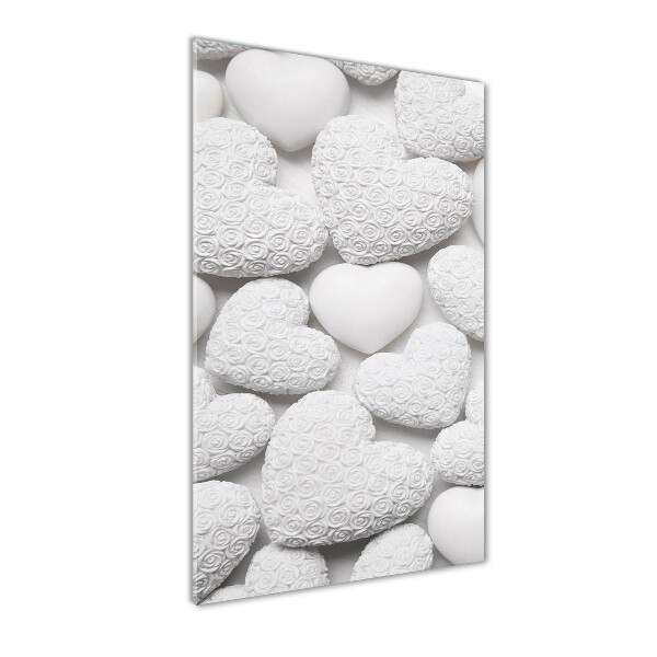 Impresión en metacrilato de alta calidad vertical Fondo de corazón blanco