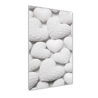 Impresión en metacrilato de alta calidad vertical Fondo de corazón blanco