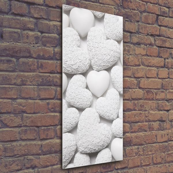 Impresión en metacrilato de alta calidad vertical Fondo de corazón blanco