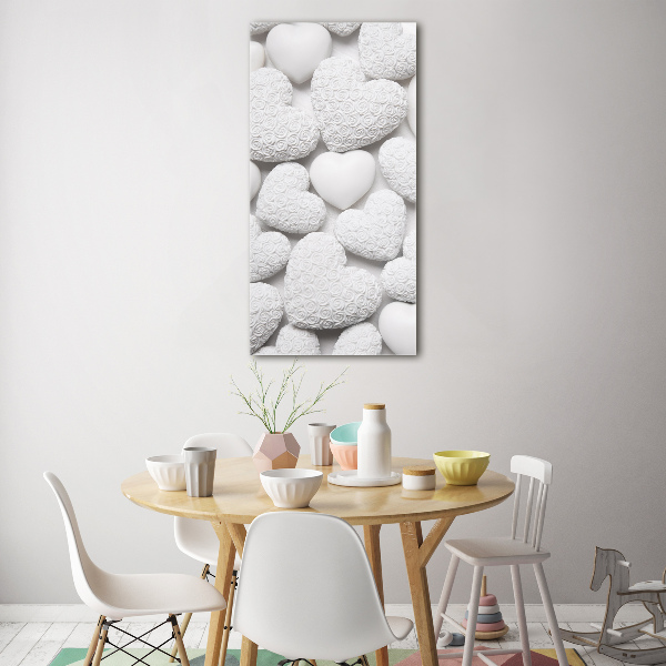 Impresión en metacrilato de alta calidad vertical Fondo de corazón blanco