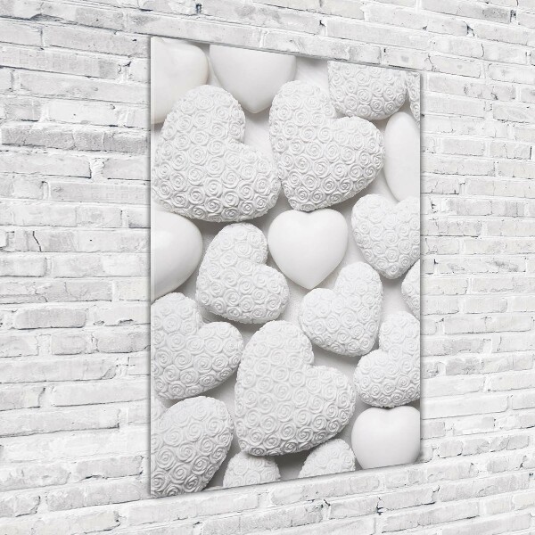 Impresión en metacrilato de alta calidad vertical Fondo de corazón blanco