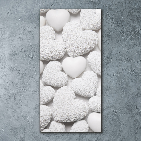 Impresión en metacrilato de alta calidad vertical Fondo de corazón blanco