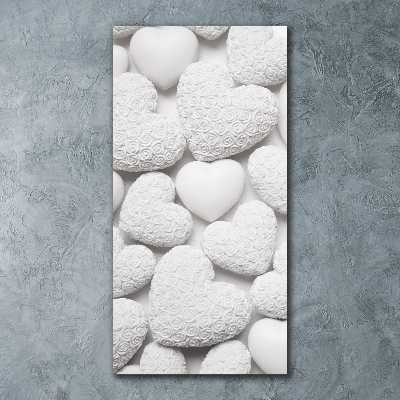 Impresión en metacrilato de alta calidad vertical Fondo de corazón blanco