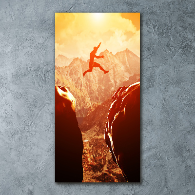Cuadro de metacrilato vertical Saltar sobre el abismo