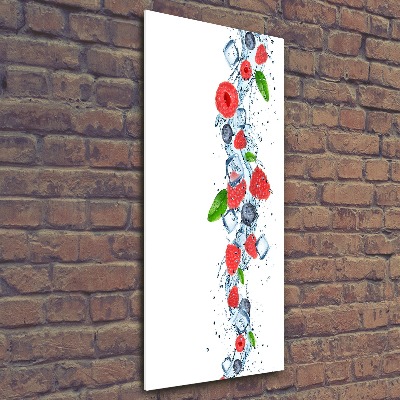 Cuadro decorativo en acrílico brillante vertical Frutos del bosque y hielo