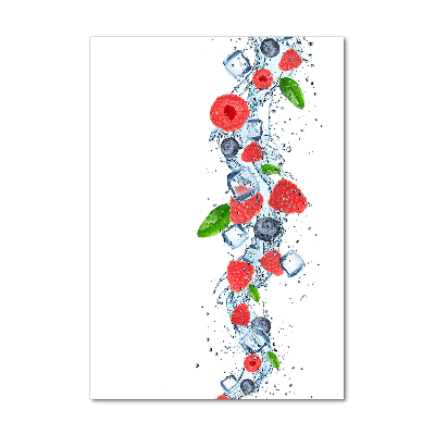 Cuadro decorativo en acrílico brillante vertical Frutos del bosque y hielo