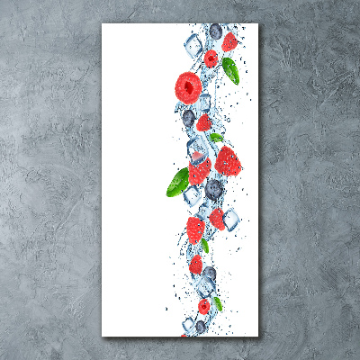 Cuadro decorativo en acrílico brillante vertical Frutos del bosque y hielo