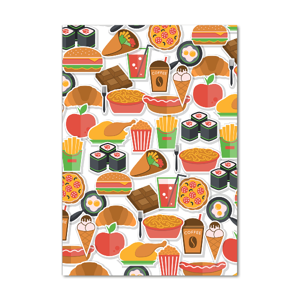 Cuadro decorativo en acrílico brillante vertical Comida rápida