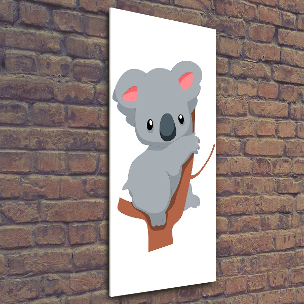 Cuadro decorativo en acrílico brillante vertical Panda en un árbol