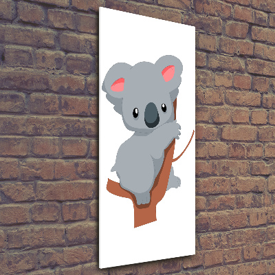 Cuadro decorativo en acrílico brillante vertical Panda en un árbol