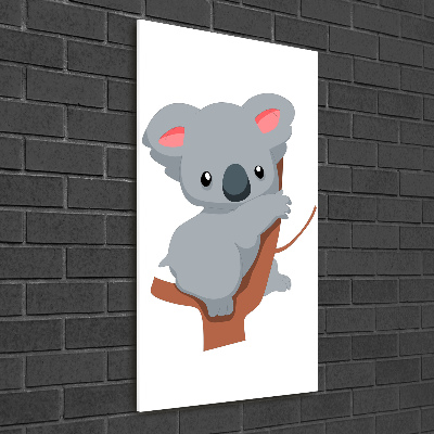 Cuadro decorativo en acrílico brillante vertical Panda en un árbol