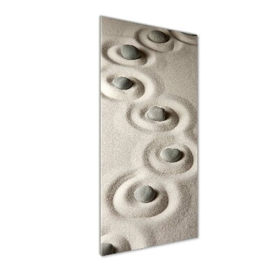 Cuadro de metacrilato moderno efecto cristal vertical Piedras en la arena