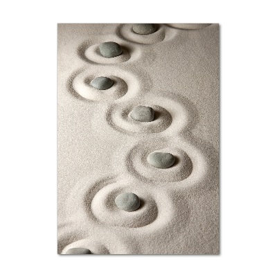 Cuadro de metacrilato moderno efecto cristal vertical Piedras en la arena