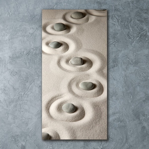 Cuadro de metacrilato moderno efecto cristal vertical Piedras en la arena